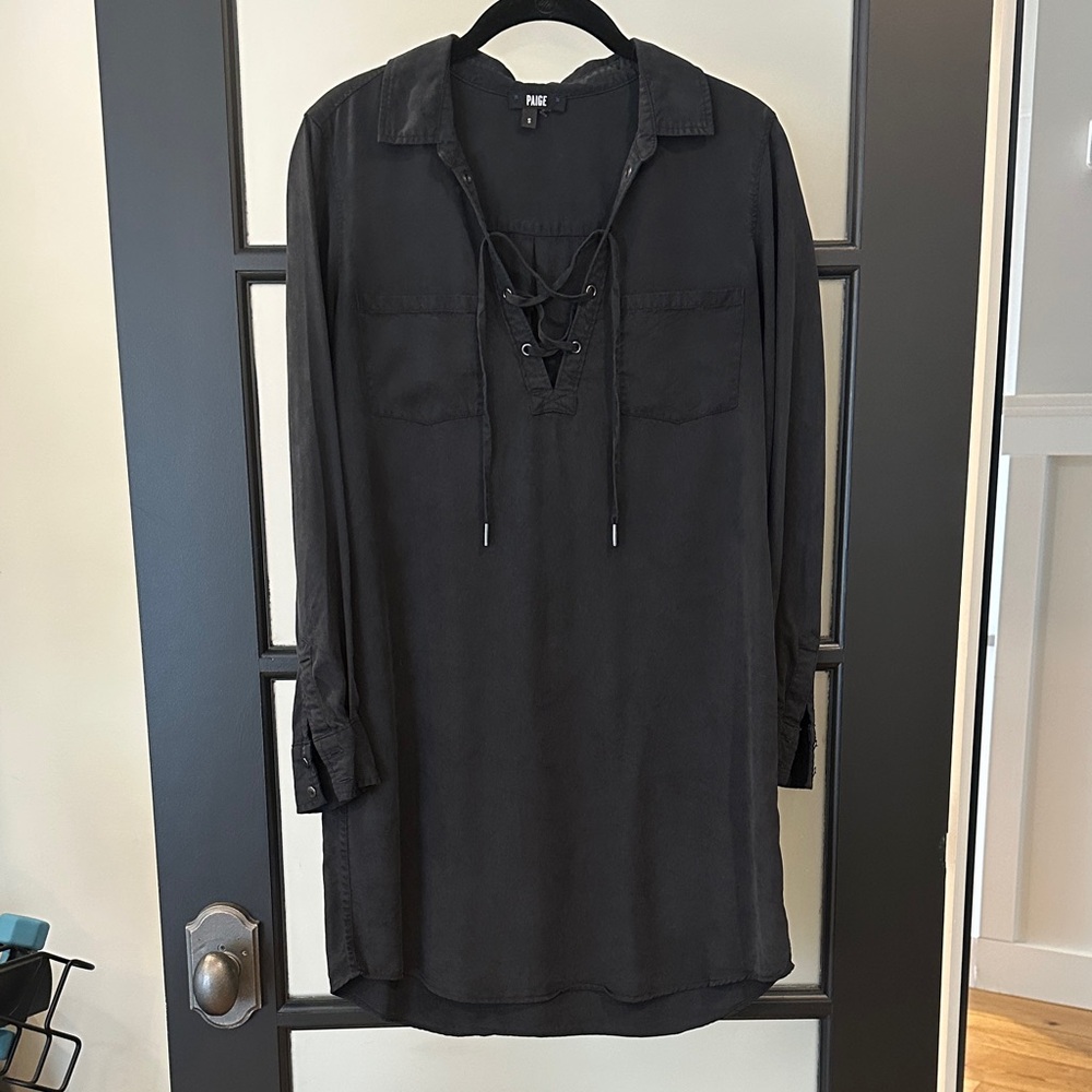 PAIGE Black Lace-Up Tunic Dress
